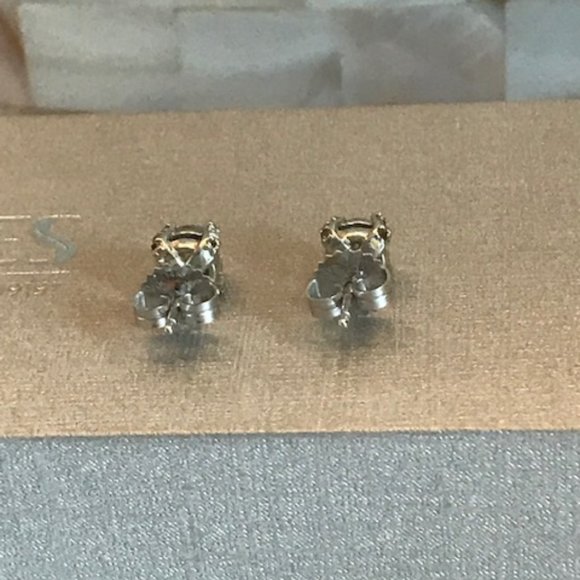 Natural Diamond 1 Carat Total Weight Studs - 14K White Gold - Picture 9 of 15